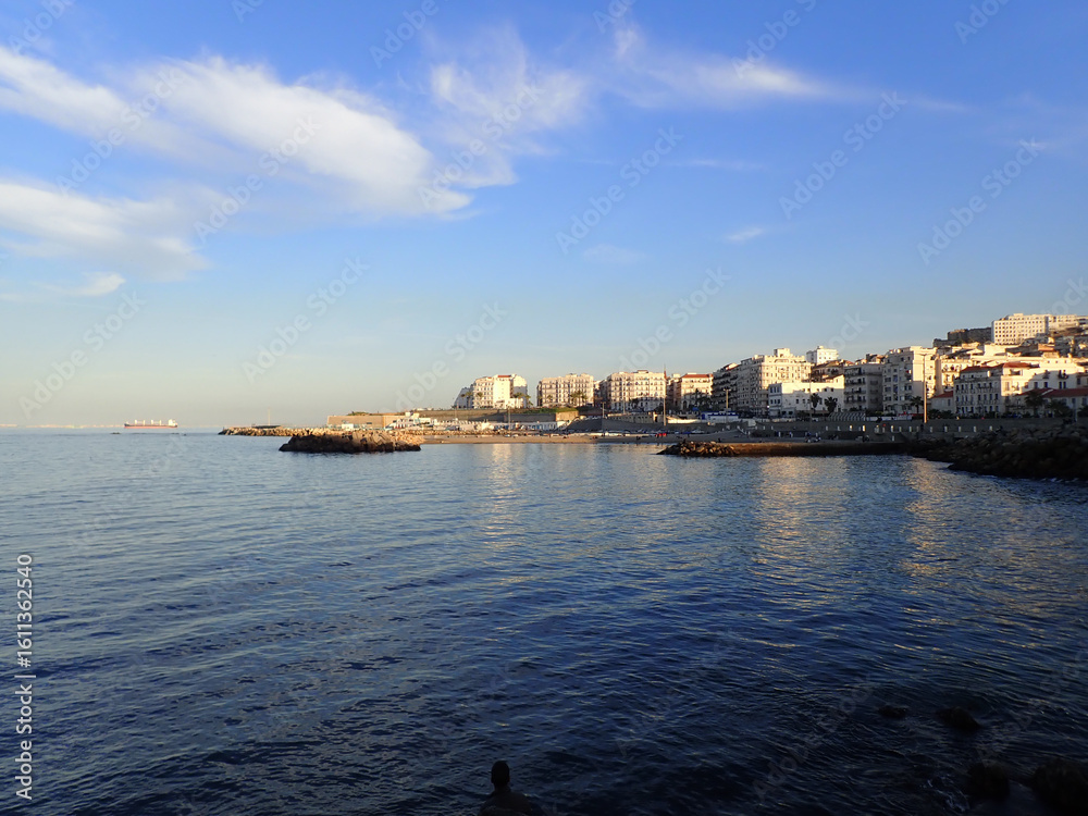 Fototapeta premium algeria, capital, mediterranean sea, africa, north africa, algiers, aerial africa, algeria capital, algerian, african village, algeria tourism, aerial, arab, road, arabic, jijel, morning, african. 