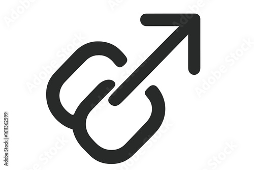 External link icon vector arrow up right chain hyperlink symbol share outbound reference glyph black simple flat UI design concept transparent background illustration