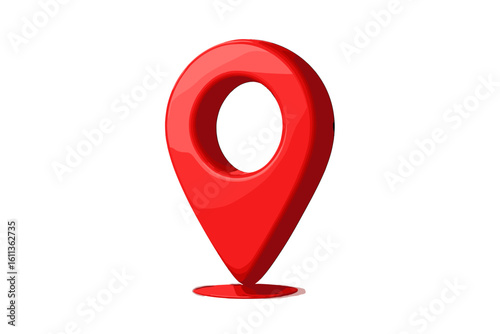 3D red map pin location pointer icon. GPS position marker symbol for navigation, geolocation and travel routes. Mobile app waypoint, directional mapping place finder, isolated vector illustration