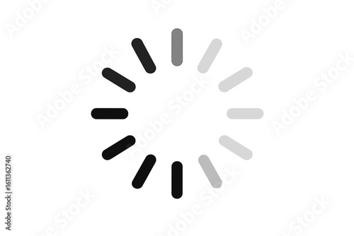 Circular loading spinner icon progress indicator. Buffer loader symbol for website preloader, mobile app UI animation, video streaming progress, radial vector illustration.