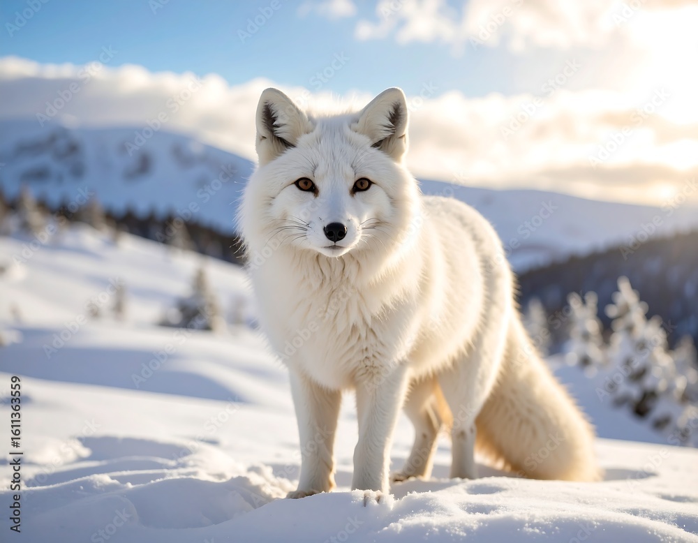 Fototapeta premium Arctic Fox in Snowy Landscape