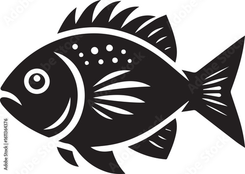 Black Fish Silhouette Vector Logo – Sea Animal Icon for Fishing, Marine, and Seafood Brands