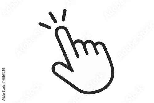 Pointer cursor hand icon clicking computer mouse click button. Web interface UI element. Digital navigation arrow symbol. Vector illustration click gesture finger point