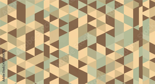 Abstract geometric pattern of various triangles in earthy tones, creating a textured background.