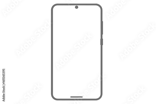 Modern frameless smartphone mockup front view, minimalist blank screen bezel-less mobile phone vector template, isolated outline icon for app presentation UI UX design and responsive web layout