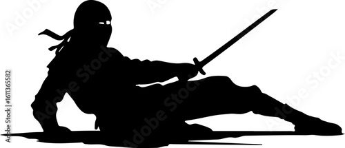 Ninja Silhouette Vector Art, Shadow Ninja Vector Illustration, Ninja Warrior Silhouette Design, Stealth Ninja Vector Art, Ninja Pose Silhouette Graphic, Ninja Weapon Silhouette Art, Masked Ninja Vecto