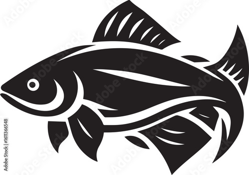 Black Fish Silhouette Vector Logo – Sea Animal Icon for Fishing, Marine, and Seafood Brands