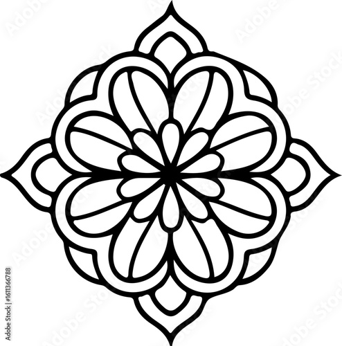 "Mandala Stencil Vector Art – Intricate Circular Floral Pattern for Coloring, Decoration, and Spiritual-Inspired Design Projects"