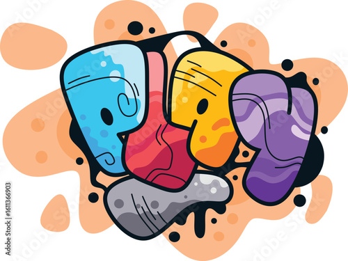 play word graffiti text font sticker illustration