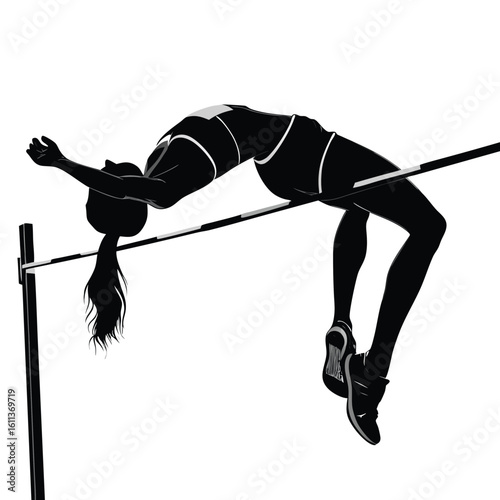 Silhouette of High Jumper Clearing the Bar with Focus and Determination A Display of Athleticism