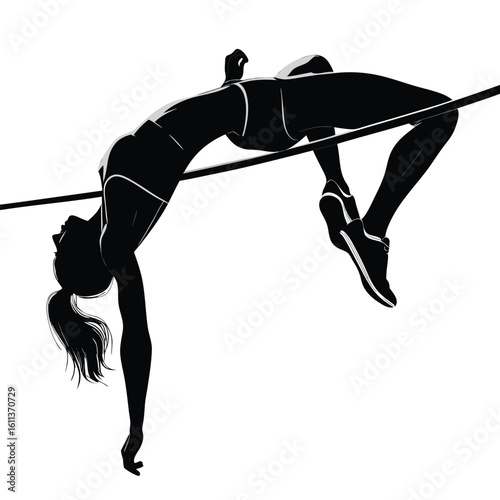 Silhouette of High Jumper Clearing the Bar with Focus and Determination A Display of Athleticism