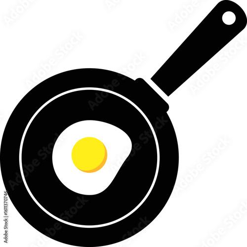 Frying pan icon with fried eggs. Protein breakfast of eggs. decorating menus symbol. Breakfast food sign. Frying utensil icons.  kitchen accessories design
