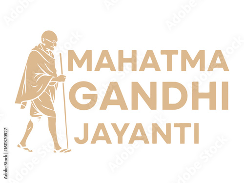 Mahatma Gandhi walking with a staff jayanti