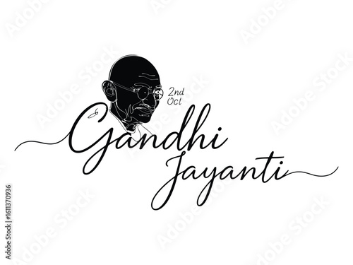 Gandhi Jayanti celebration with portrait indian leader