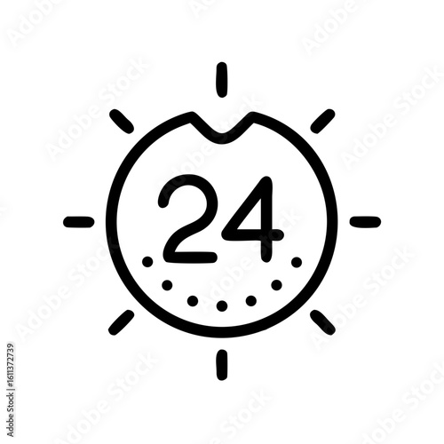 Unlock constant availability with this dynamic 24-hour service icon, symbolizing non-stop operations and round-the-clock support for businesses seeking ultimate customer convenience and reliability.