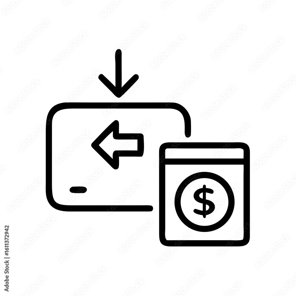 Streamlined cash flow management icon showing incoming funds and financial transactions with precision and ease for modern business operations Streamlined cash flow management icon showing incoming funds and financial transactions with precision and ease for modern business operations