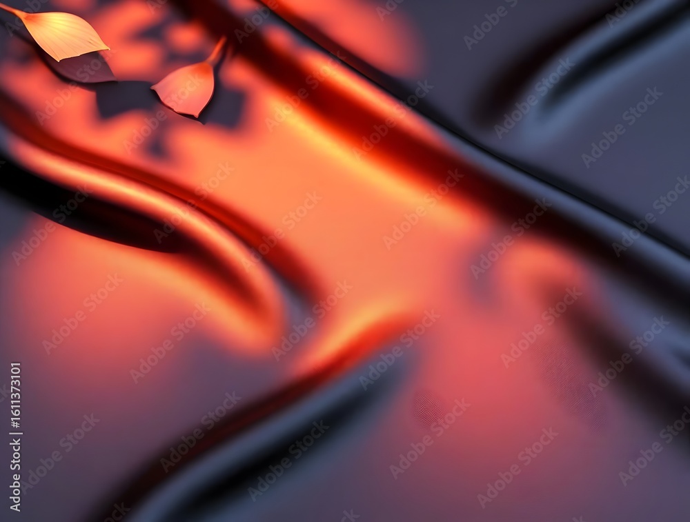 Luxurious Silk Fabric Texture Abstract Background with Warm Hues and Delicate Leaf Shadows Luxurious Silk Fabric Texture Abstract Background with Warm Hues and Delicate Leaf Shadows