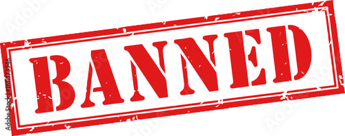 Red grunge rubber stamp with the text "BANNED" isolated on white
