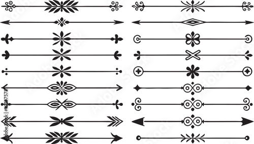 Ornate decorative dividers and arrows black white