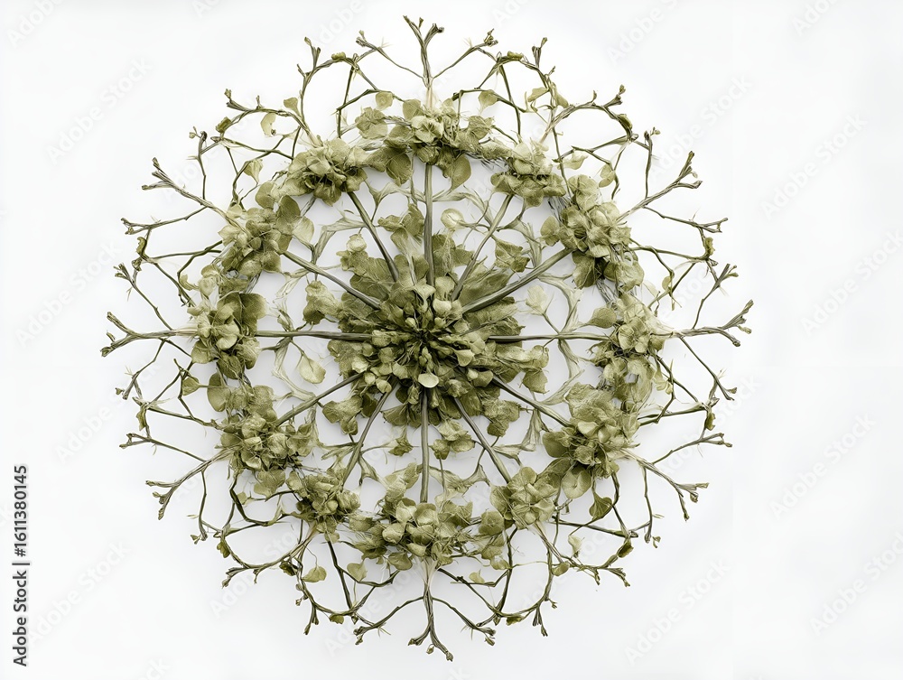 Fototapeta premium A striking floral mandala created from delicate ivy tendrils offers a unique perspective on identity, highlighting natural elements and their transformative applications in mindful practices