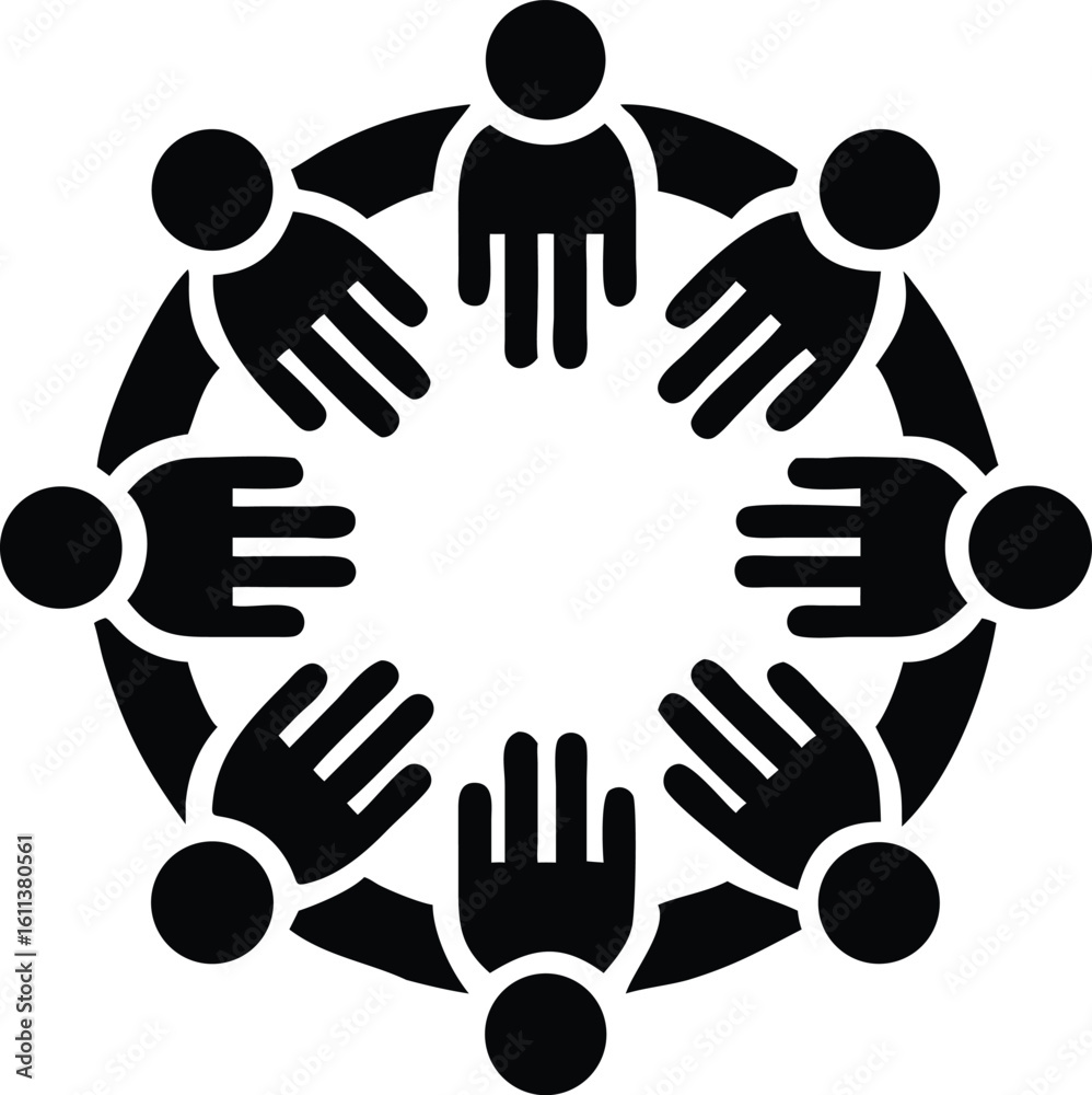 Obraz premium Teamwork and Collaboration Circle of People Holding Hands for Unity