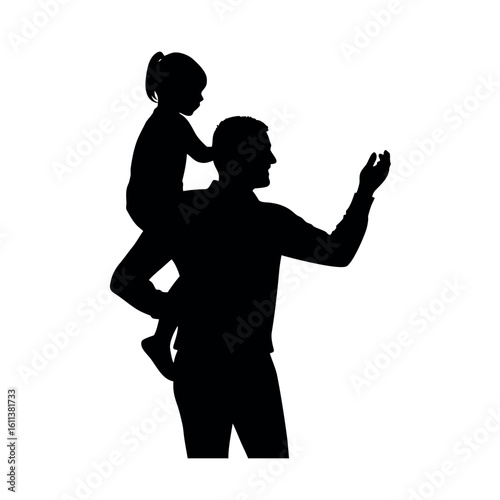 Silhouette of a dad giving child a piggyback