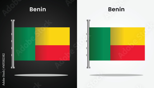 Beautiful and cool vector design image of Benin Flag Design and their country names with black and white background for design purposes