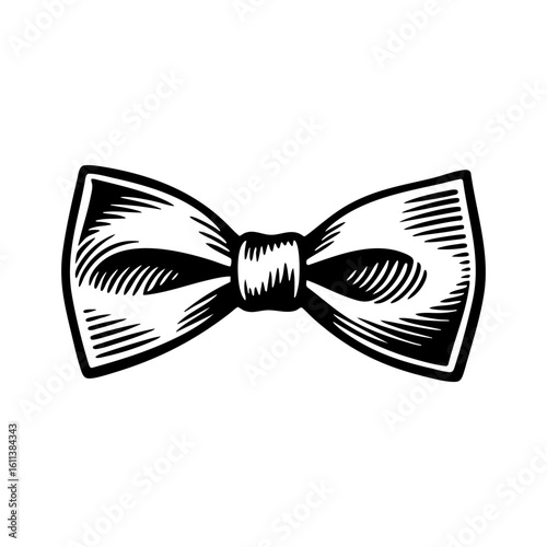Bow tie sketch engraving sketch engraving black and white outline. Scratch board imitation.  illustrated in vintage line art style on a white background.