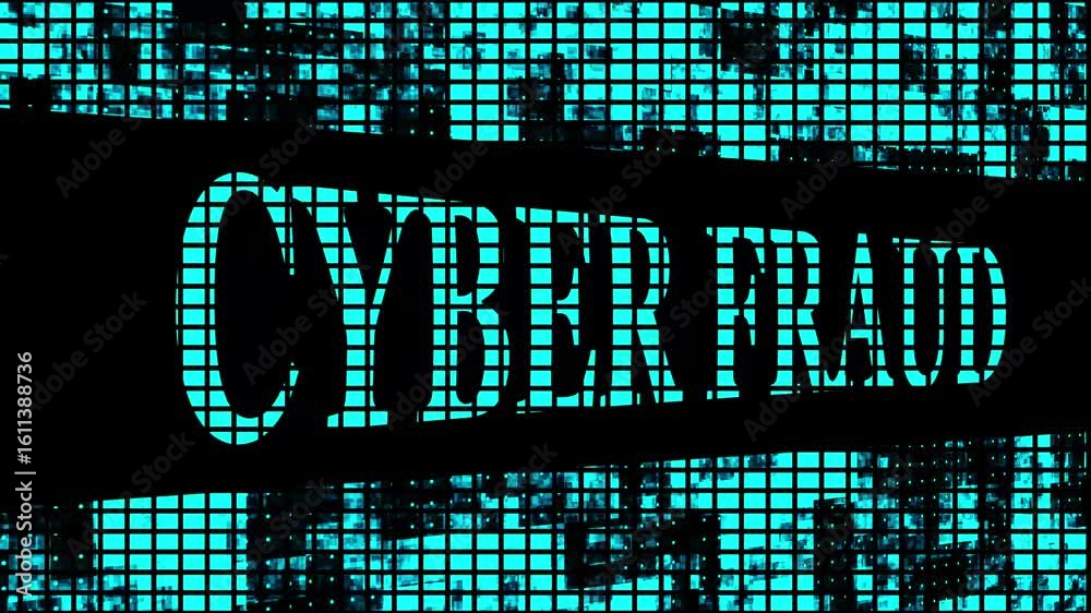 Cyber Fraud Text Animation. Scrolling Digital LED Display Board Pixel ...