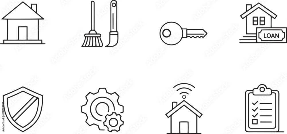 Fototapeta premium Home Editable Icons Set