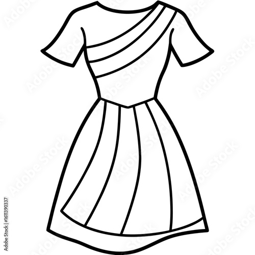 Asymmetrical Dress a simple line art vector