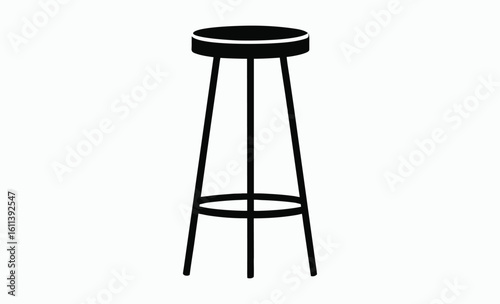 Bar stool silhouette, tall chair icon, pub furniture graphic, bar stool silhouette vector  