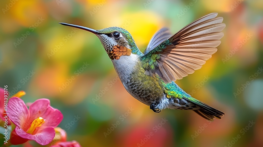 Fototapeta premium Vibrant hummingbird in graceful flight