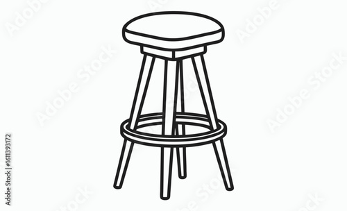 Bar stool silhouette, tall chair icon, pub furniture graphic, bar stool silhouette vector  