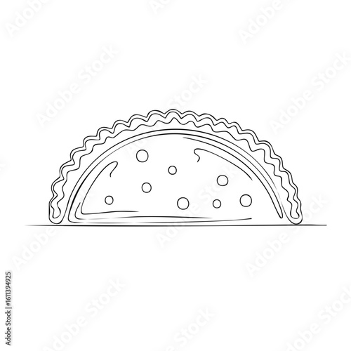 Simple line art drawing of a calzone empanada or turnover pastry icon