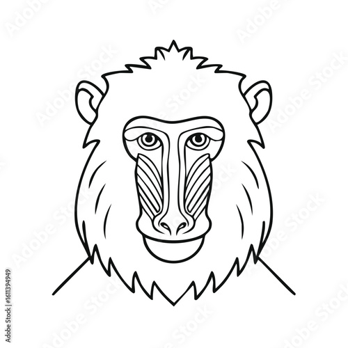 Stylized Baboon Head Outline Drawing Simple Cartoon Primate Illustration