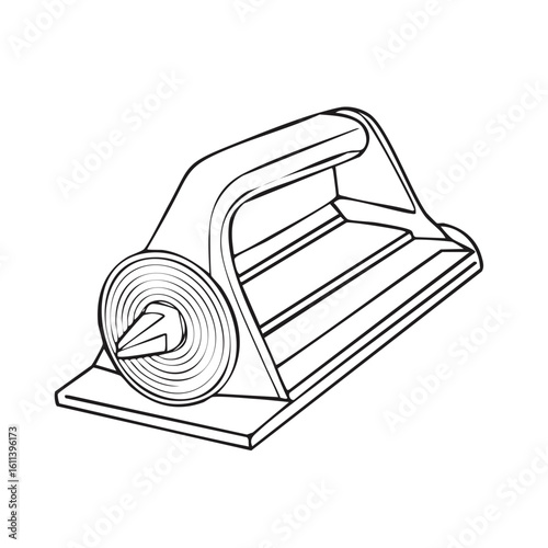 Line drawing of a grout float tool with a roller for creating lines