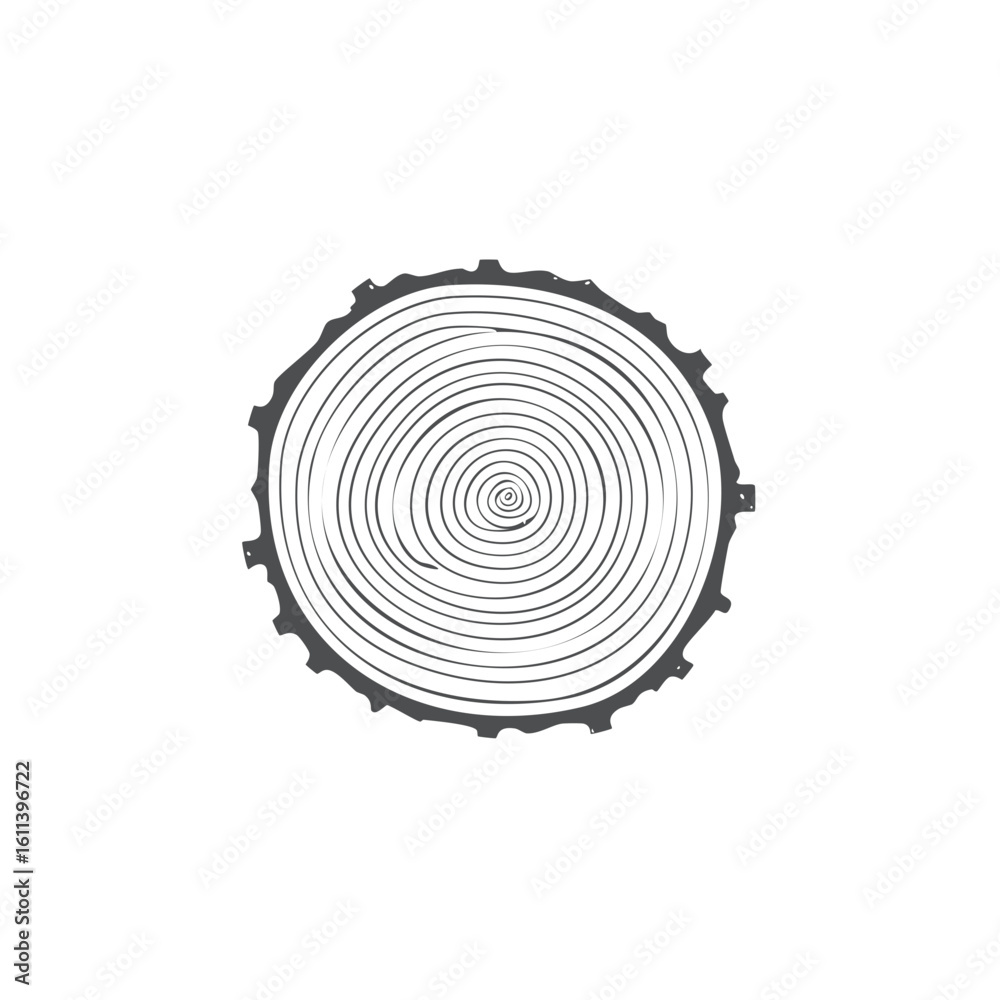 Fototapeta premium Tree Trunk Cut Section Wood Slice Annual Rings Nature Illustration