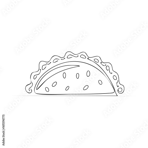 Empanada Outline Illustration: Simple Design for Food Themes or Creative Arts