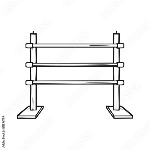 Line art icon of a freestanding wooden towel holder or multi-tier storage rack