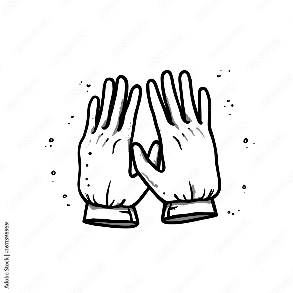 Obraz premium Protective gloves hands in a detailed illustration style for safety and hygiene practices 