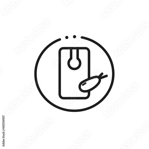 Fishing bobber and lure icon design with minimalistic style on white background