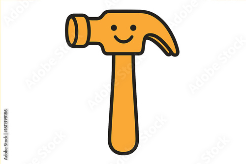 A friendly hammer grasped by a hand stands ready for some handy work, making construction appear effortless