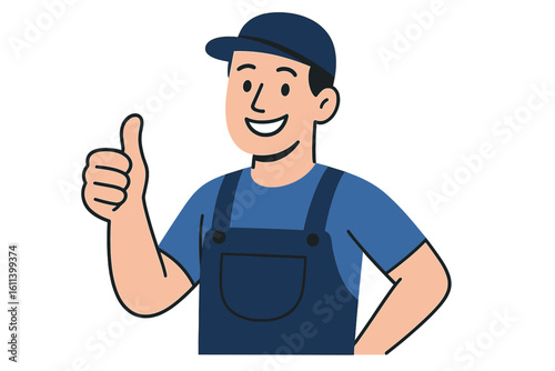 Vector cartoon illustration depicting an elderly senior worker