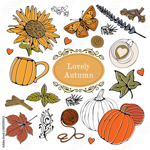 Lovely autumn vector illustration in color