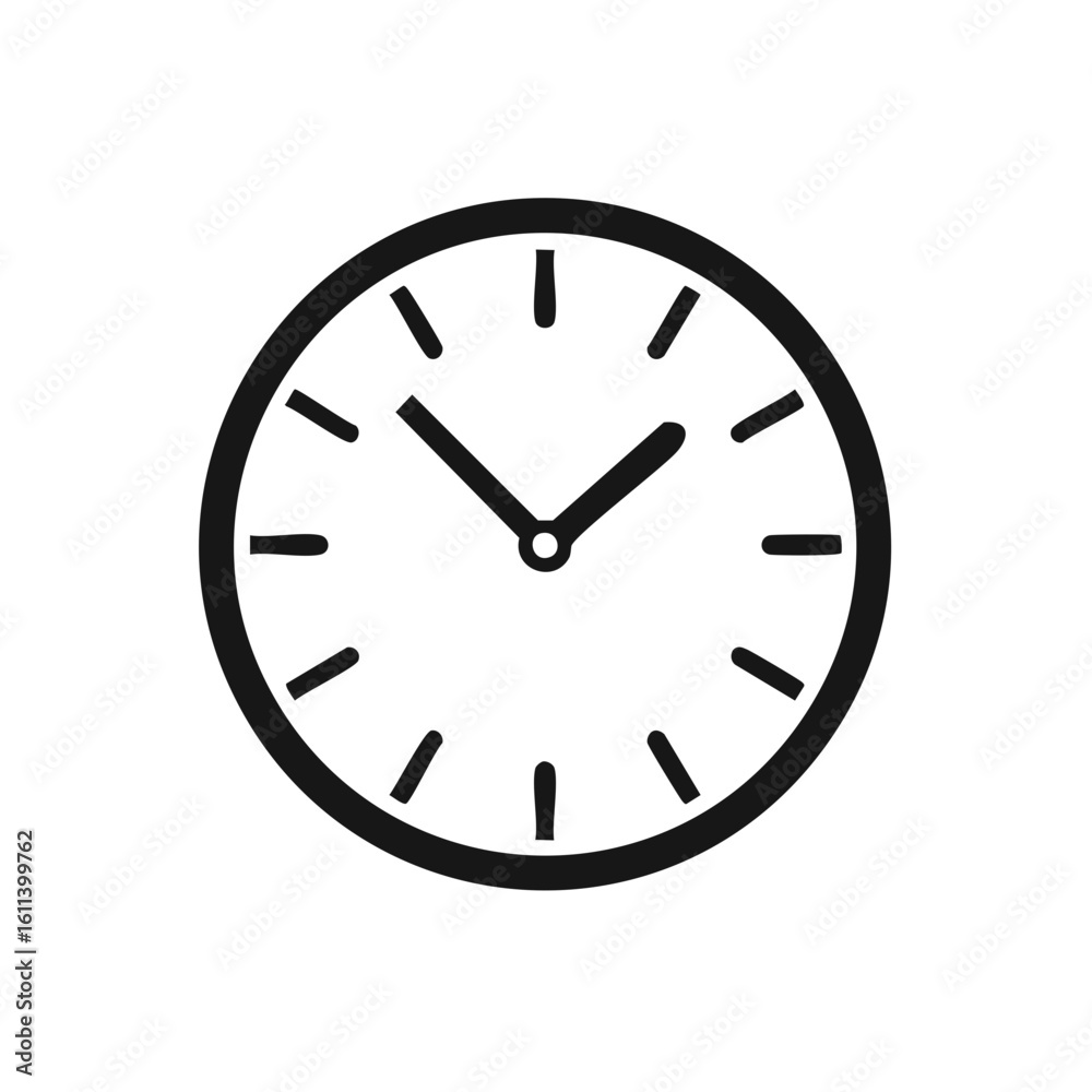 Simple Black Clock Icon for Time Management and Schedule Planning Simple Black Clock Icon for Time Management and Schedule Planning