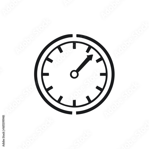 Modern line art icon of a timer gauge or speedometer dial symbol for time and measurement
