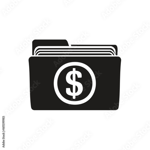 Folder with dollar sign icon for finance records business budget and accounting