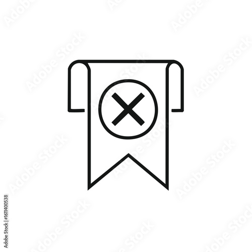 Delete bookmark line icon vector graphic. Remove, cancel, or reject symbol on a ribbon.