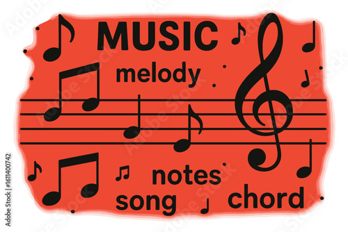 Jingle Bells musical notation on a red backdrop (partial) (vector graphic